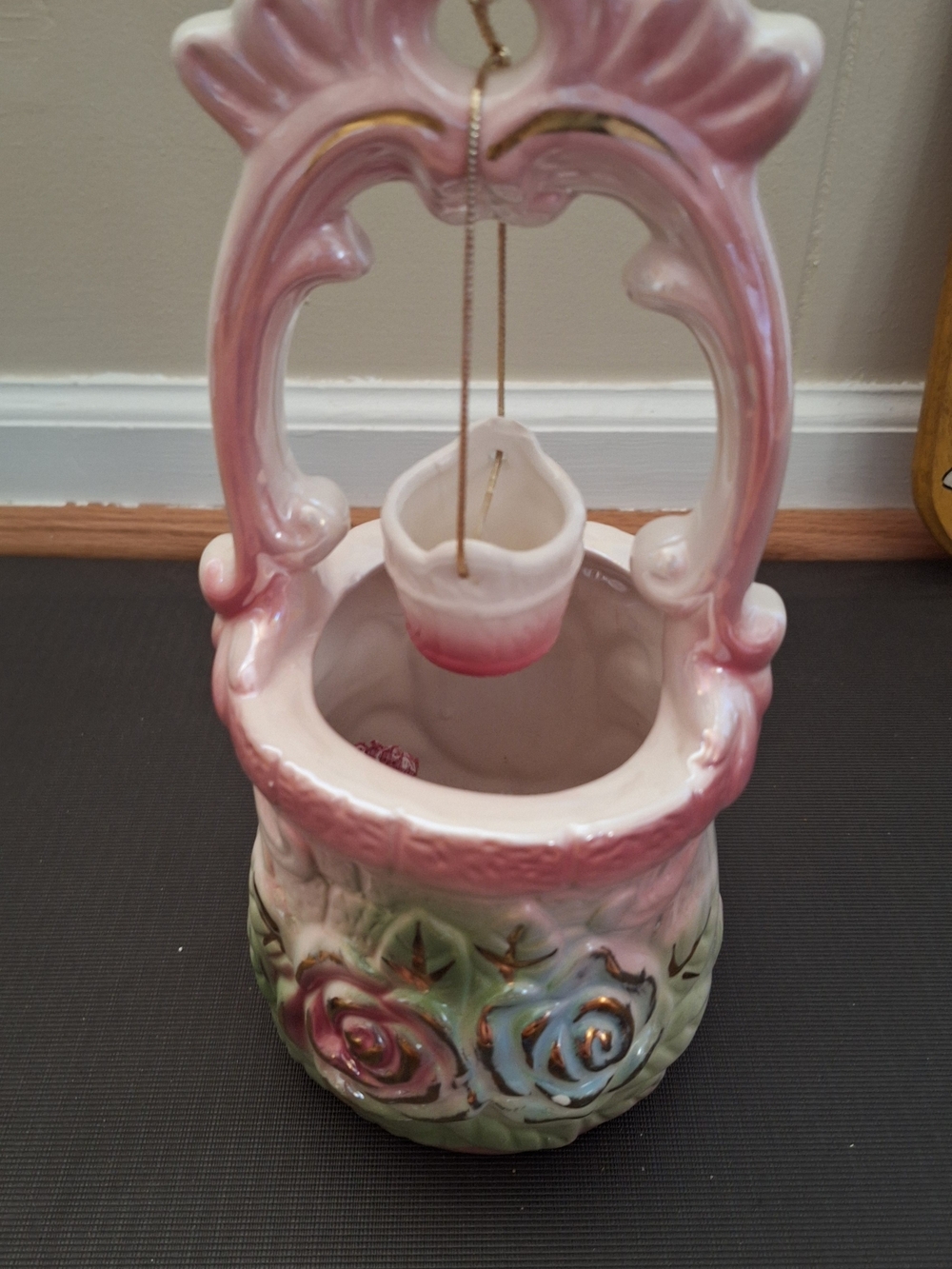 Vintage Pink & Gold Pastel Ceramic Decorative Well Planter